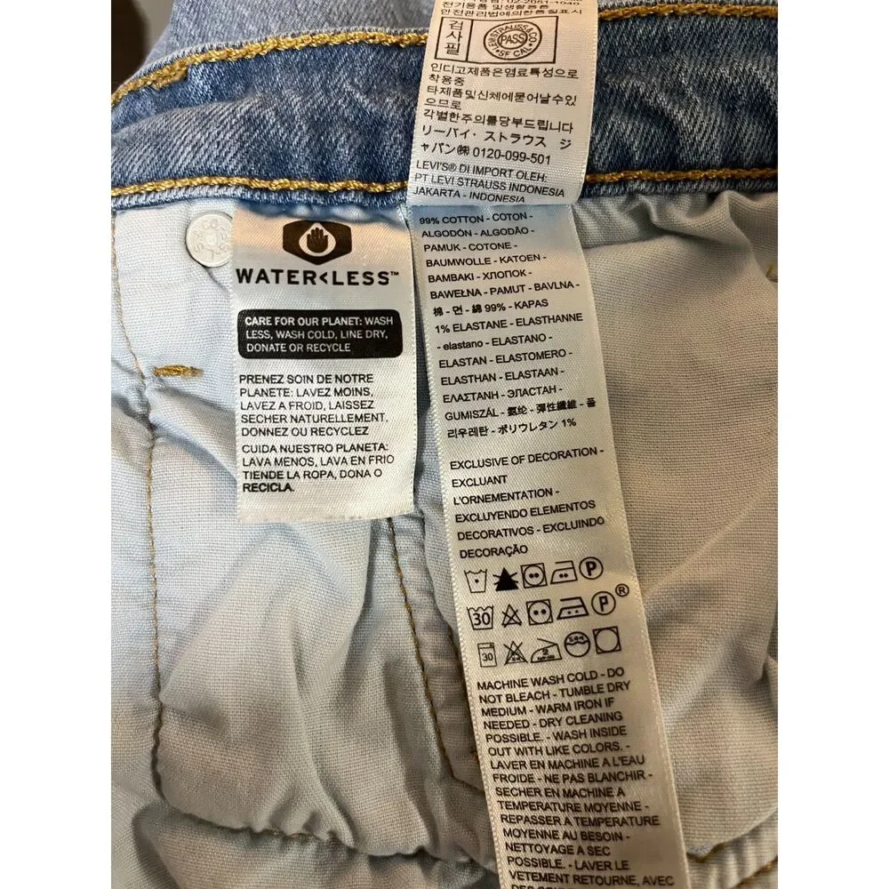 LEVI STRAUSS Men's 501S Skinny Fit Button Fly Blue Jeans Raw Hem Stretch 30X30